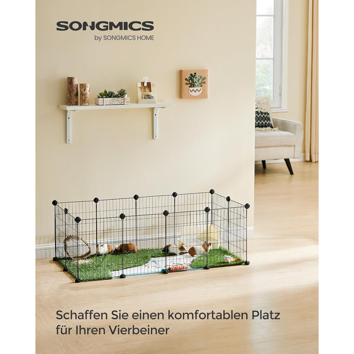 Металевий вольєр для дрібних тварин SONGMICS, 123x63x41 см, чорний, клітка для кроликів, морських свинок, конструктор, LPI001B01