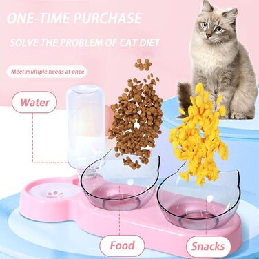 Автоматичний поїльник для котів та собак | Набір мисок з дозатором води | Безпечний, знімний, BPA-Free (Рожевий)