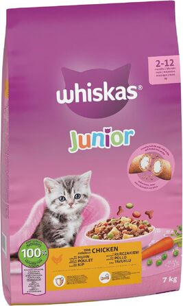 Сухий корм для котів Whiskas Junior з куркою, набір 5 x 800 г (загальна вага 4 кг)