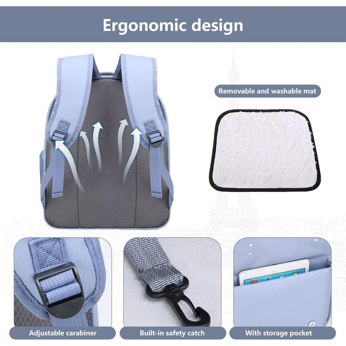 Рюкзак для собак та котів PETCUTE до 8 кг, з внутрішньою страхувальною лінією, дихаючий, з вікном, знімний килимок, блакитний