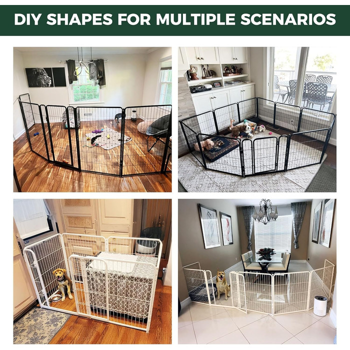 FXW Homeplus Unleashed: Вольєр для собак - безпечне та безстресове місце для ігор. Міцний, 8 панелей по 61 см, підходить для цуценят та маленьких собак. Чорний колір, патентована модель.