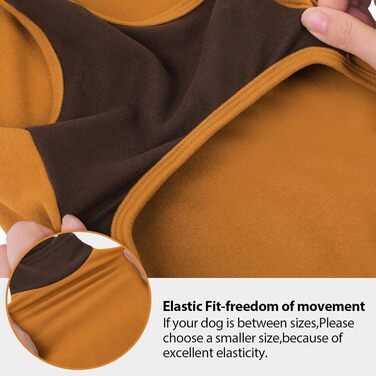 Пуловер для великих собак з флісу, ультра м'який, без рукавів, колір коричневий, обхват грудей 48 см