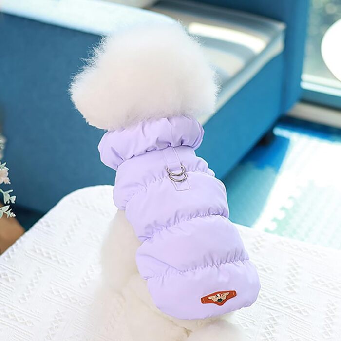 Зимова куртка для собак великих порід, тепла та водонепроникна, з відбивачами, фірмовий стиль (XL, світло-фіолетовий)