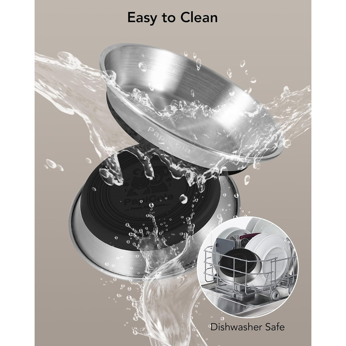 Набори мисок для котів з нержавіючої сталі, 3 шт., 16 см. Антиковзка підставка, широкі та плоскі миски, зручні для вусів