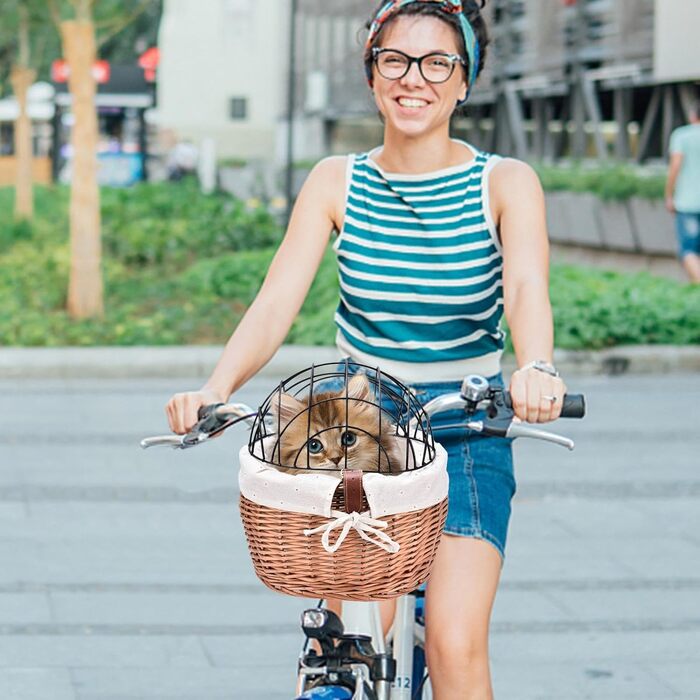 Фарбований кошик для велосипеда Weiden - кошик для домашніх тварин на велосипеді з плетіння з дротяною обшивкою - знімний тримач для собак на велосипеді, кошик для домашніх тварин на велосипеді, тримач для собак для їзди на велосипеді