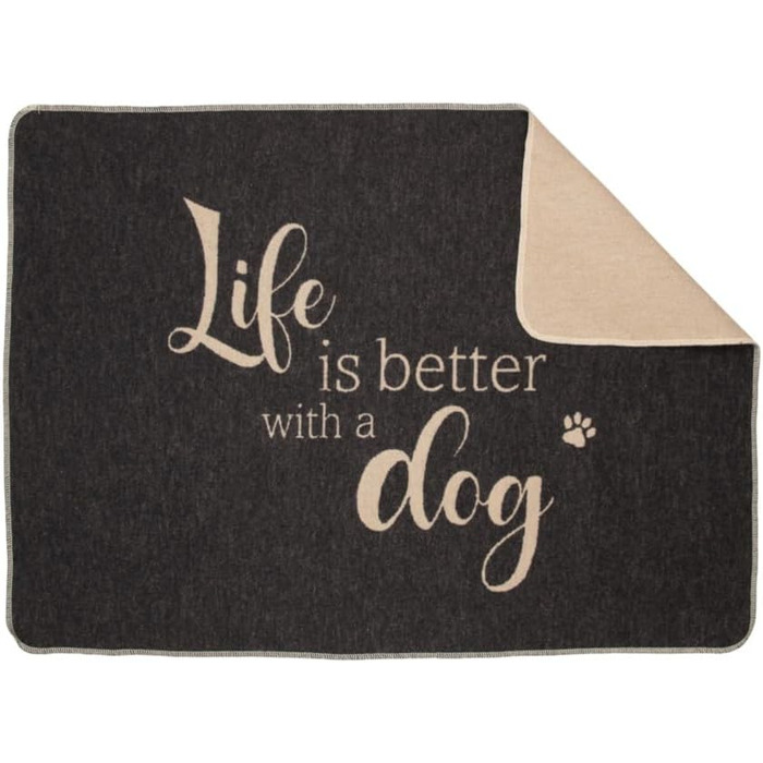 Підстилка для тварин David Fussenegger Life is Better Dog, маленька, антрацитова, 90x70 см, 7319/98