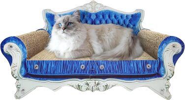 Картонний кігтеточка для котів з котячою м'ятою, 2 в 1, захист дивану, 55х32 см, синій, преміум
