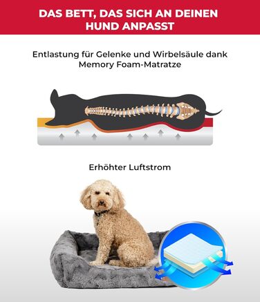 Ортопедичне ліжко для собак Deluxe Exklusiv M (70x90 см) з Memory Foam та антиковзаючою основою. Легко миється, колір антрацит, виготовлено в Німеччині