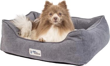 Ліжко для собак і котів PetFusion Calming Cuddler, антистрес, середній розмір, знімна ковдра, CertiPUR-US меморі пін, сіро-слонова кістка