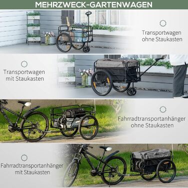 Причіп для велосипеда HOMCOM 2-в-1: вантажний, пасажирський, 20