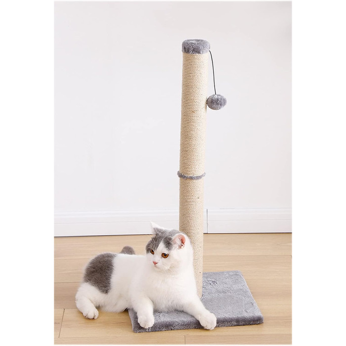 Котяча дряпка XXL з сизалевого мотузка, з м'яким плюшем та іграшкою (80 см)