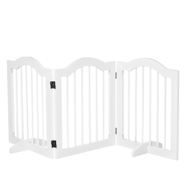 PawHut Dog Barrier Guard Configuration Guard Grid 3-Piece з двома опорними ніжками Стабільний Складний МДФ Білий 154.5x29.5x61 см | Аосом