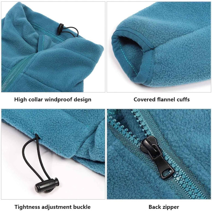 Зимовий теплий одяг для собак: вітронепроникний пуловер з флісу з блискавкою, турквеновий колір, розмір XL