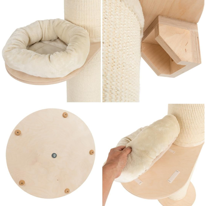 Крізьова колона Natural Paradise Jasmine з кріпленням до стіни | 136 см, кремовий колір | Дряпалка для котів