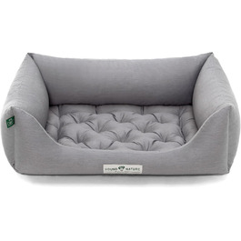 Ортопедичне ліжко для собак HOUND & NATURE Zermatt, корзина для собак середнього розміру з високим бортиком, м'яке собаче ліжко з подушкою (M - 95x70 см, світло-сірий)