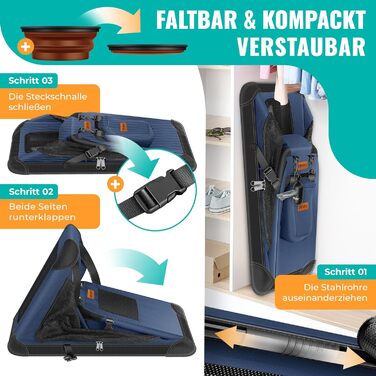 Транспортна переноска для собак та котів XXL Navyblue | Переноска для тварин 92x64x64cm з мискою та плечовим ременем