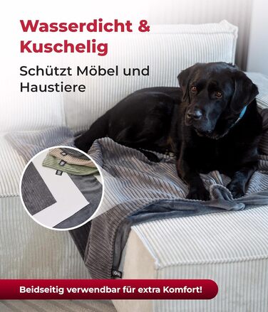 Водонепроникний плед для собак на диван – захист від плям – дихаючий та пральний – для собак та котів – виготовлено в Німеччині (Антрацит, 135x195 см)