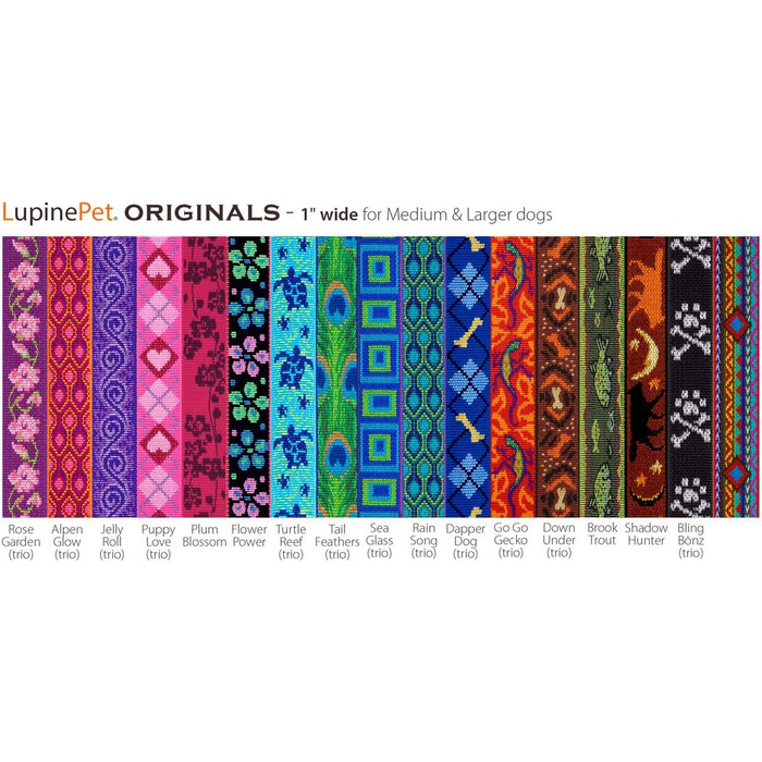 Повідок LupinePet Originals Flower Power з м'якою ручкою, 2,5 см, для середніх і великих собак