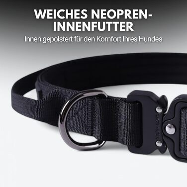 Тактичне нашийник для собак Spark Paws – міцний, преміум-якість, для великих та середніх собак (чорний, XS: 9-18кг [2.5см])
