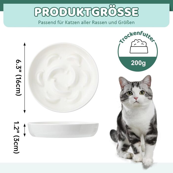 Набір мисок проти запобігання ковтання для котів Anti Schling Napf - 2 шт. Керамічні миски для котів, повільне годування, набір з 2 мисок, пастельні кольори (білий, блакитний, рожевий)