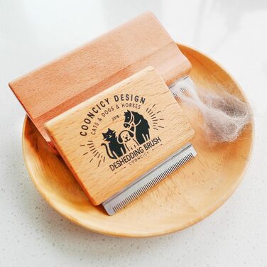 Щітка для собак з дерев'яною ручкою, для котів, видалення підшерстка, жовта, Small