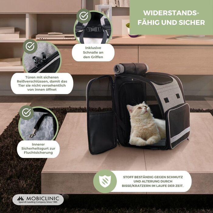 Рюкзак-переноска для котів та собак Mobiclinic® Pets, складаний, з вентиляцією, з аксесуарами, регульований, 37x29x37x5 см