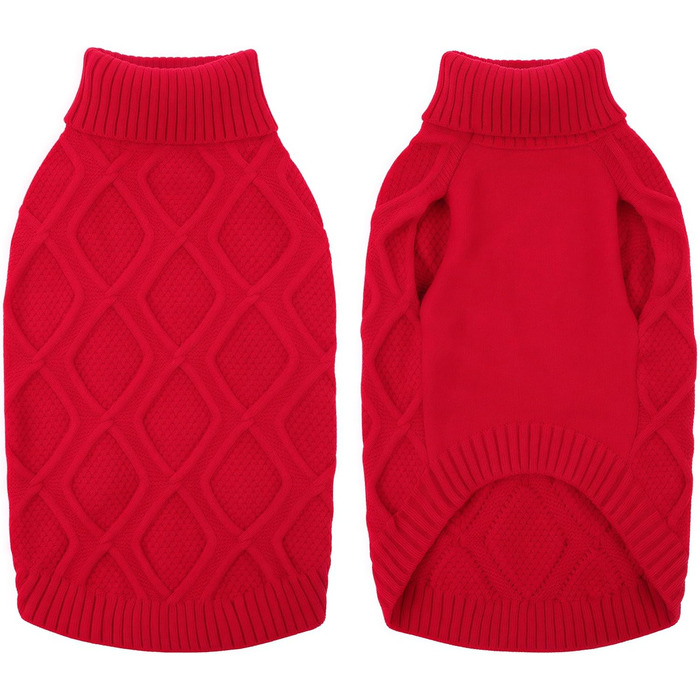 Світер для собак Konvinit, великі породи, теплий зимовий, для чихуахуа до лабрадора, XS-2XL, червоний (L: обхват грудей 53 см)