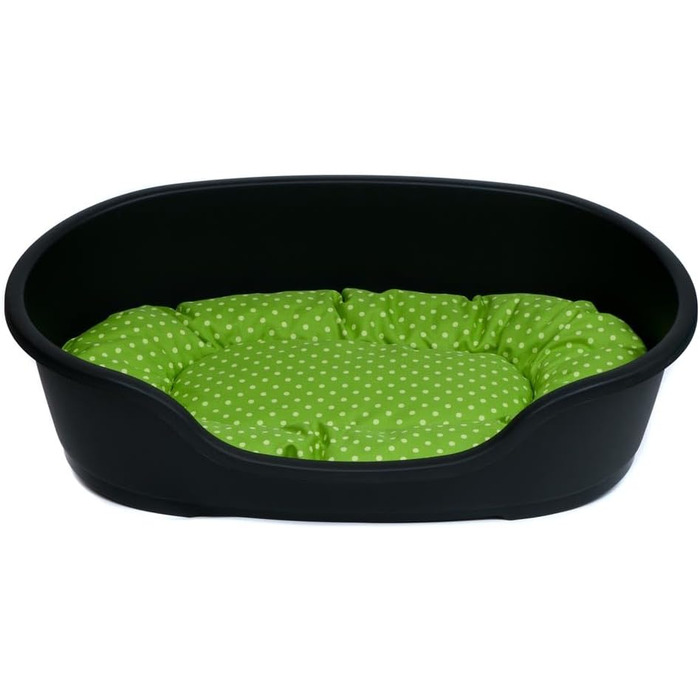 Корзина для собак Adena, 92 x 61 см, антрацит + подушка з принтими крапок, зелена, 92 x 61 x 26 см, дизайн 10