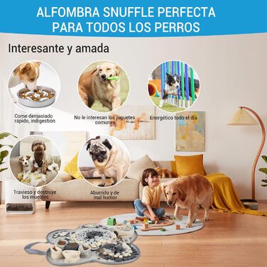 Шнуфлючий килимок для собак Clever Dog: інтелектуальна іграшка з антиковзаючою основою, іграшка-шнуфлючий килимок для маленьких та великих собак, сірий
