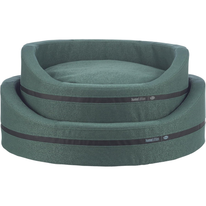 Тріксі МістоСтиль Квіткове ліжко для собак, 80x65 см, темно-зелене - овальне ліжко-кошик для середніх собак, зручне та миється - 37733 L 70 x B 65 x H 24 см