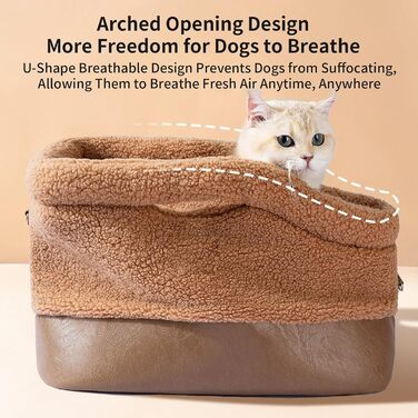 Транспортна сумка для котів та собак - водонепроникна сумка-переноска для тварин, з безпечним кріпленням, для маленьких та середніх порід, коричнева