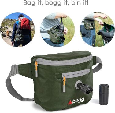 Універсальна сумка-переноска для собак BOGG з дозатором пакетів для вигулу та контейнером для відходів (Buster Green)