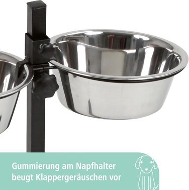 Миска для тварин Kerbl Futterbar 2×1800 мл, регульована, з неіржавної сталі, чорна
