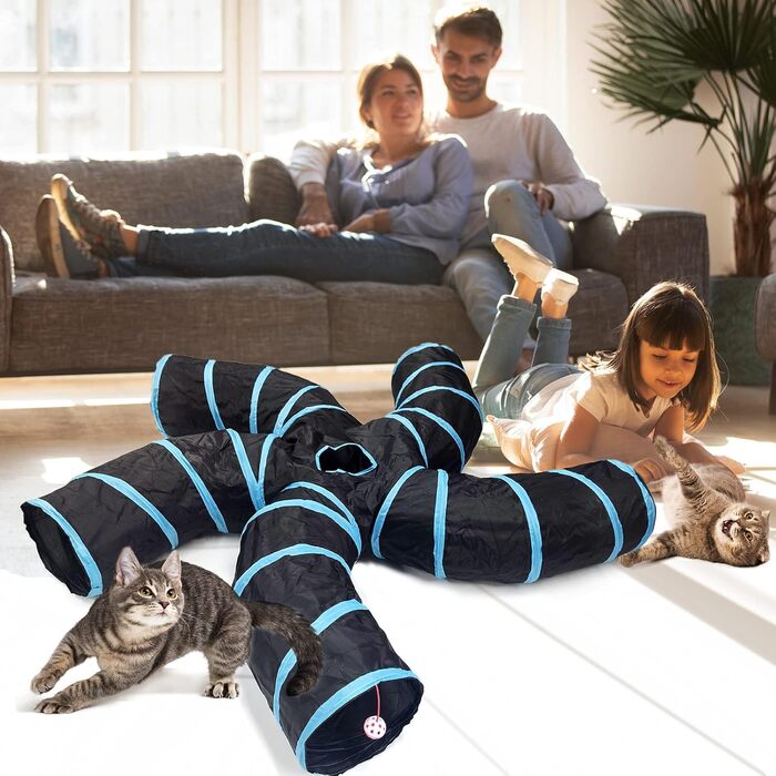 Туннель для котів Bemodst 5-ти ходовий, інтерактивна іграшка-лабіринт для кошенят, кроликів, цуценят, хорягів, морських свинок