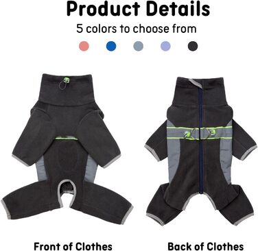 Флісовий теплий зимовий костюм для собак BT Bär з кільцем D, світловідбиваючими елементами та блискавкою (S, Темний сірий)