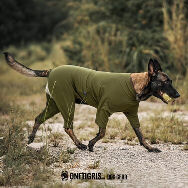 Комбінезон для собак OneTigris FUZZBUD, зелений, L: теплий, еластичний, для собак середніх та великих порід, захист від випадання шерсті, алергії, витікання, ран