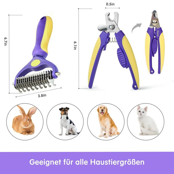 Кліщі для котів та собак ADRAL: видалення шерсті, підшерстя, для довгої та короткої шерсті, самоочищувані