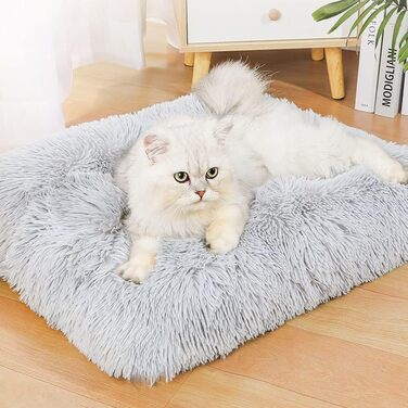 М'яке ліжко для собак та котів GUOCU Deluxe, 94x63 см, сірий колір. Зі знімним чохлом, неслизьким дном та теплим флаєсом.