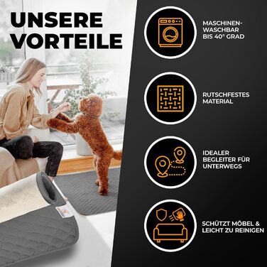 Водонепроникний килимок для собак - міцний захист дивану - великий килимок з неслизьким покриттям для собак та котів - придатний для прання в пральній машині - 175 x 75 см - сірий