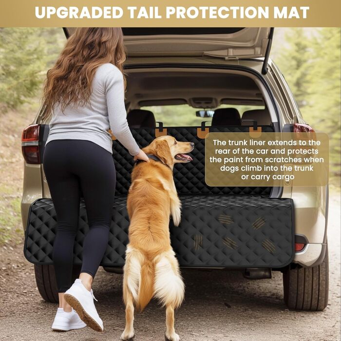 Захист для багажника автомобіля для собак, XL, чорний. Водонепроникний килимок-органайзер для собак, сумісний з SUV, седаном та фургоном