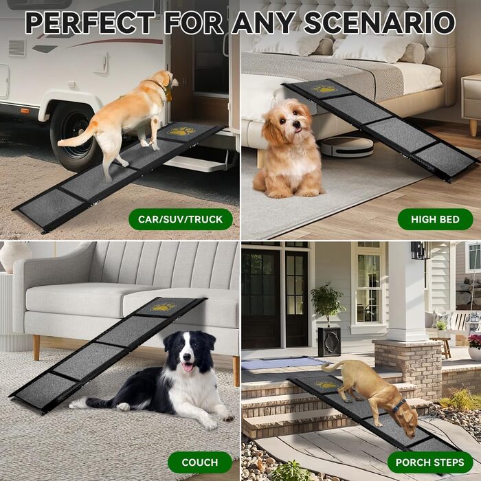 Рампа для домашніх тварин Hunderampe, 170 x 50 см, сіра, з антиковзким покриттям, до 70 кг, для автомобілів, вантажівок, SUV та сходів, легка алюмінієва конструкція