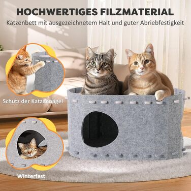 Кігтеточка-будиночок для котів Solview з фетру, сіра, 58x33x30 см