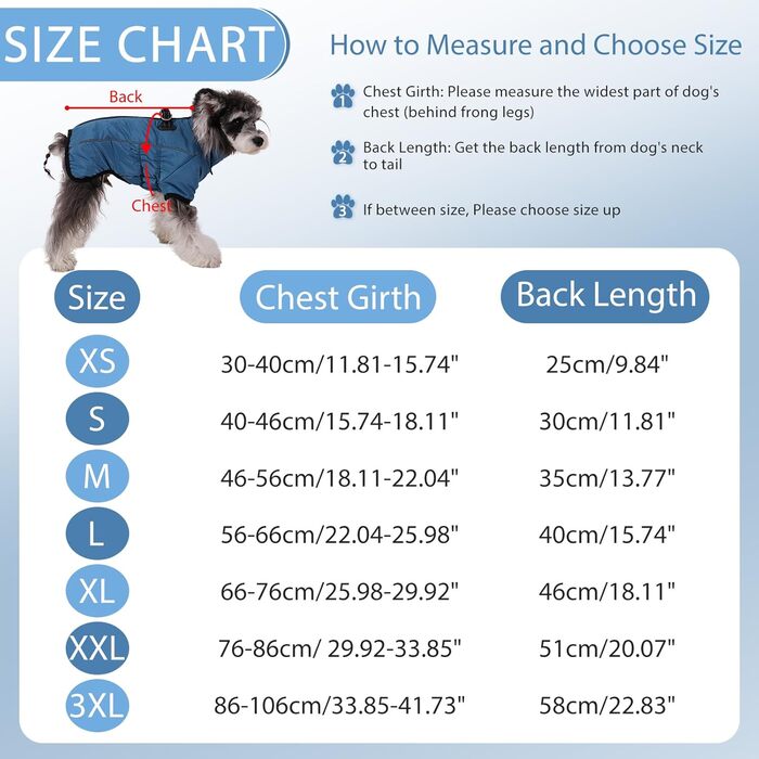 Теплий зимовий одяг для собак Savlot: водонепроникна куртка з флісовою підкладкою для малих, середніх та великих собак, XL, блакитна