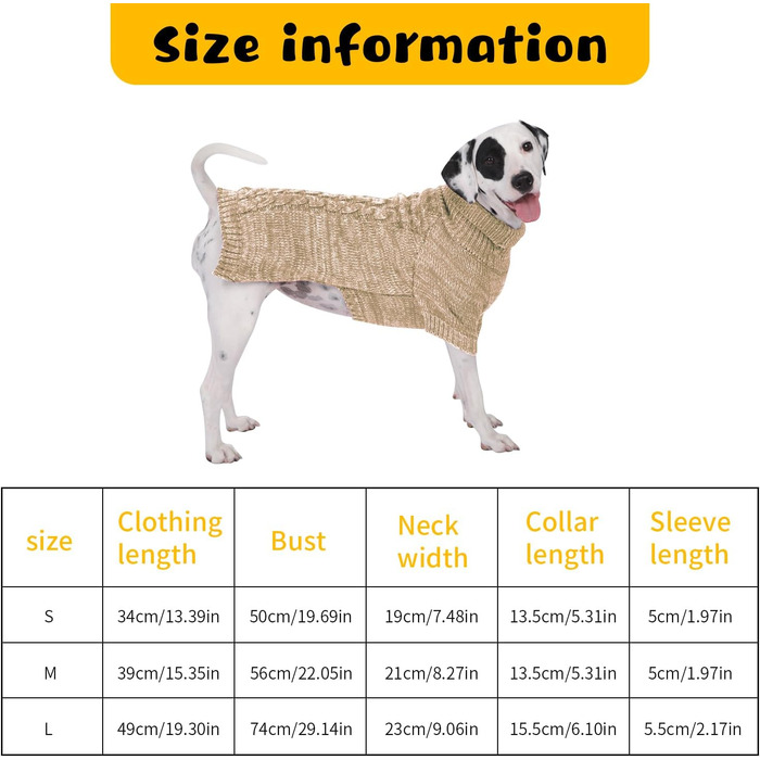 В'язаний пуловер для собак, теплий та м'який, для зими, для цуценят, підходить для собак та котів (S, Хакі)