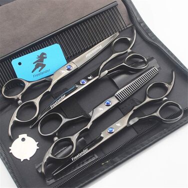 Набір професійних ножиць для грумінгу тварин (6.0 дюймів) 4 шт. з нержавіючої сталі. Ідеально підходить для догляду за собаками, кішками та іншими домашніми тваринами. У комплекті гребінець.