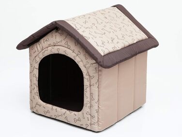 Будиночок-ліжко для собак і котів PillowPrim, середній M, 44x38 см, бежевий з кісточкою