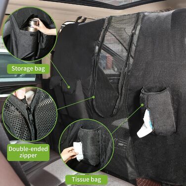 Перегородка в багажник для собак, автоперегородка для транспортування, бар'єр для тварин з кишенькою, безпечне перевезення дітей та тварин