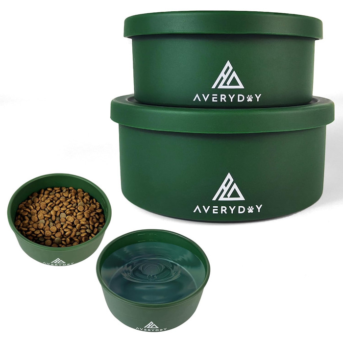 AVERYDAY Миска для собак дорожня з кришкою 2-в-1, 1,4 кг, герметична миска для корму та води, портативна миска для подорожей, кемпінгу та догляду