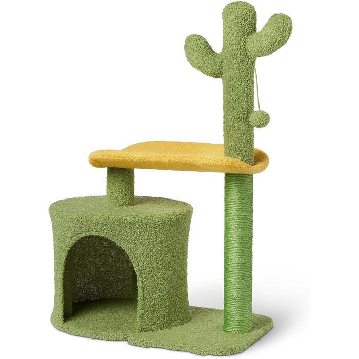 Кігтеточка-стовбур для котів Amazon Basics – кактус, багатоярусна, 78 см, зелена