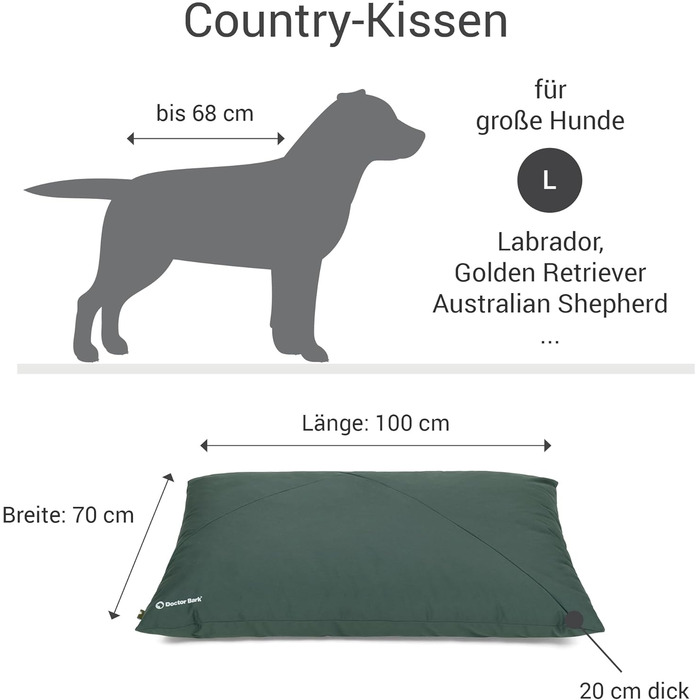 М'яке ліжко для собак великих порід Doctor Bark GreenLabel - зручне, миється, зелене (L)